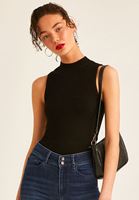 Bayan Siyah Yüksek Yaka Atlet