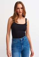 Bayan Siyah Kare Yaka Askılı Atlet