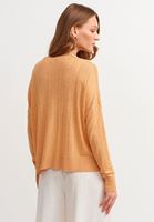 Bayan Turuncu Düğmeli Kısa Hırka