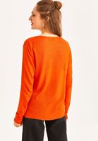 Bayan Turuncu V Yaka Triko Kazak