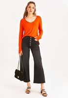 Bayan Turuncu V Yaka Triko Kazak