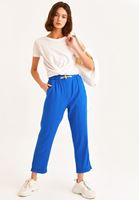 Women Blue Ultra High Rise Carrot Fit Pants