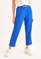 Women Blue Ultra High Rise Carrot Fit Pants