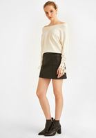 Bayan Krem Düşük Omuz Kazak