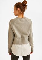 Bayan Gri Gömlek Detaylı Triko Kazak