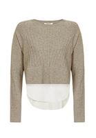 Bayan Gri Gömlek Detaylı Triko Kazak