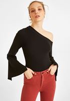 Bayan Siyah Omzu Açık Kazak