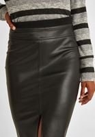 Women Black Mid Rise Faux Leather Skirt