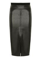 Women Black Mid Rise Faux Leather Skirt
