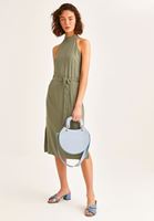 Bayan Mavi Şeffaf Şerit Detaylı Topuklu Terlik