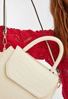 Women White Textured Convertible Bag