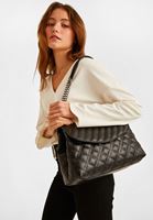 Bayan Siyah Zincir Detaylı Kapitone Çanta