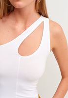 Bayan Beyaz Cut Out Askılı Atlet ( MODAL )