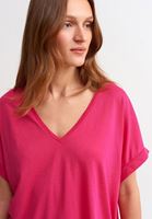 Bayan Pembe V Yaka Oversize Tişört ( MODAL )