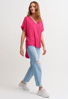 Bayan Pembe V Yaka Oversize Tişört ( MODAL )