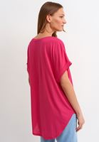 Bayan Pembe V Yaka Oversize Tişört ( MODAL )