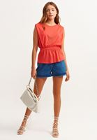 Bayan Kırmızı Vatkalı Bluz ( MODAL )