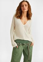 Bayan Krem V Yaka Salaş Triko Kazak