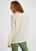 Bayan Krem V Yaka Salaş Triko Kazak