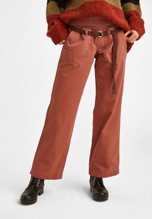 Kiremit Beli Lastikli Düşük Bel Pantolon