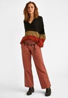 Bayan Kiremit Beli Lastikli Düşük Bel Pantolon