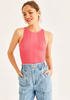 Bayan Pembe Halter Yaka Dikişsiz Atlet