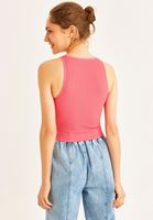 Bayan Pembe Halter Yaka Dikişsiz Atlet