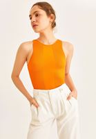 Bayan Turuncu Halter Yaka Dikişsiz Atlet