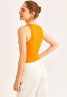 Bayan Turuncu Halter Yaka Dikişsiz Atlet