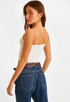 Bayan Beyaz Dikişsiz İnce Askılı Atlet