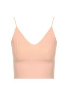 Bayan Pembe Dikişsiz İnce Askılı Crop Top