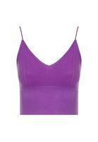 Bayan Mor Dikişsiz İnce Askılı Crop Top