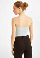 Women Blue V-Neck Seamless Bodycon Tank Top