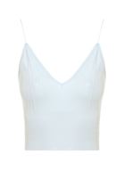 Women Blue V-Neck Seamless Bodycon Tank Top