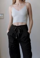 Women Grey V-Neck Seamless Bodycon Tank Top