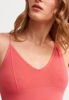 Bayan Pembe Dikişsiz İnce Askılı Crop Top