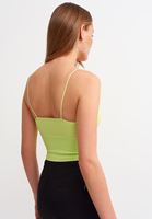 Bayan Yeşil Dikişsiz İnce Askılı Crop Top