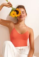Bayan Pembe Dikişsiz İnce Askılı Crop Top