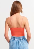 Bayan Pembe Dikişsiz İnce Askılı Crop Top