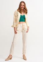 Bayan Yeşil Dikişsiz İnce Askılı Crop Top