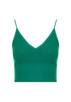 Bayan Yeşil Dikişsiz İnce Askılı Crop Top