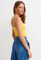 Women Yellow V-Neck Seamless Bodycon Tank Top