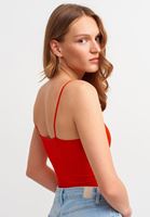 Bayan Kırmızı Dikişsiz İnce Askılı Crop Top
