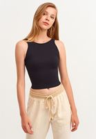 Bayan Siyah Jakarlı Dikişsiz Crop Atlet