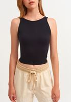 Bayan Siyah Jakarlı Dikişsiz Crop Atlet