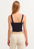 Bayan Siyah Jakarlı Dikişsiz Crop Atlet