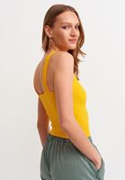 Bayan Sarı Jakarlı Dikişsiz Crop Atlet