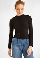 Bayan Siyah Uzun Kollu Dikişsiz Tişört