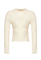 Bayan Krem Uzun Kollu Dikişsiz Tişört