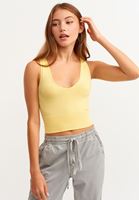 Bayan Sarı V Yaka Crop Atlet